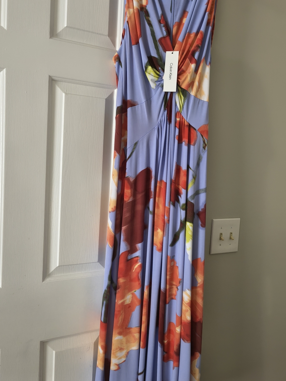 Calvin Klein Lavender Floral Print Maxi Dress